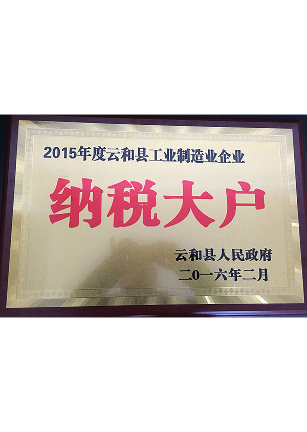 2015年度云和縣工業(yè)制造業(yè)企業(yè)納稅大戶 副本